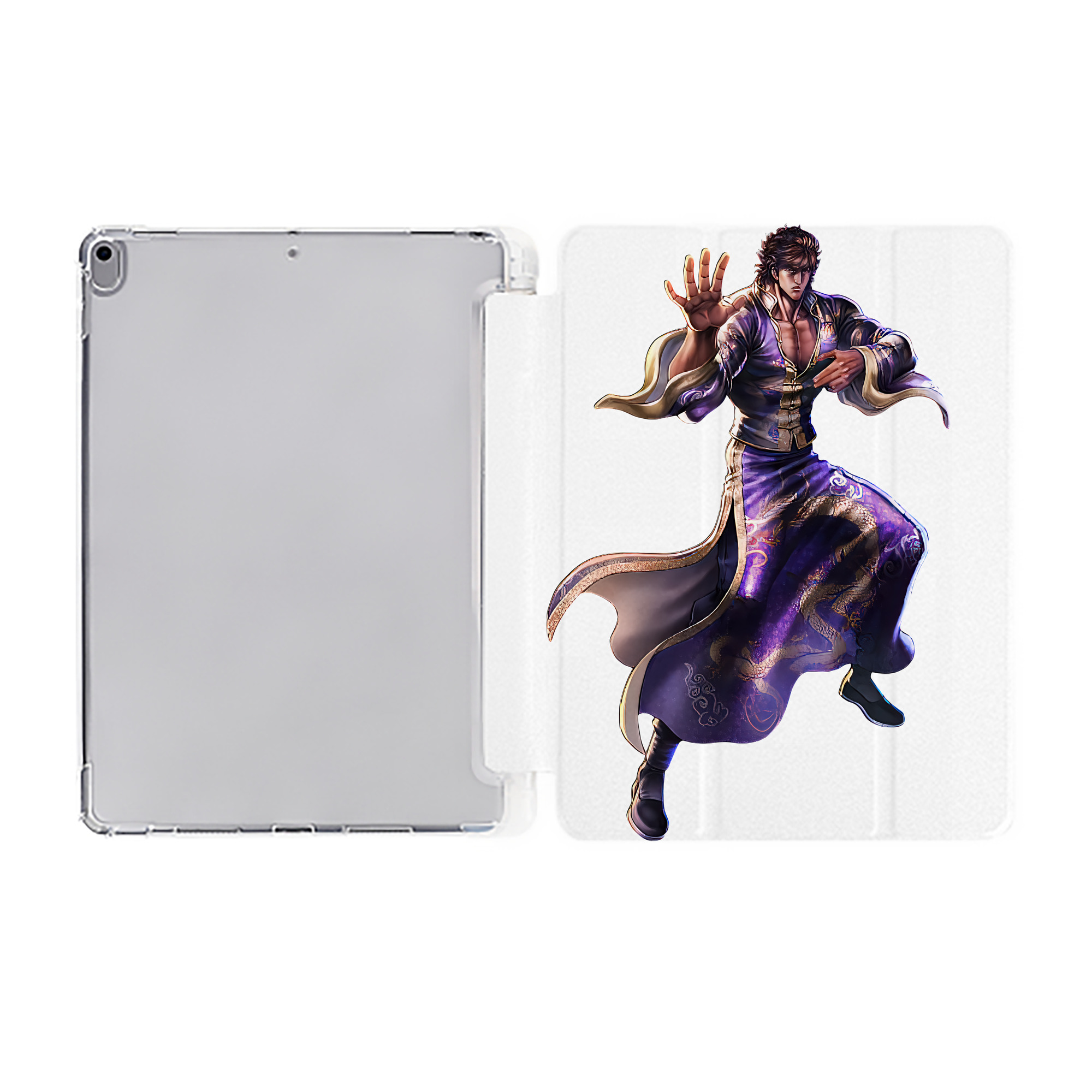（画像用） 北斗の拳 Fist of the North Star IPad ケース ペン収納付き 三つ折りスタンド PUレザー×シリコン 対応機種9.5/10.5/10.9インチ